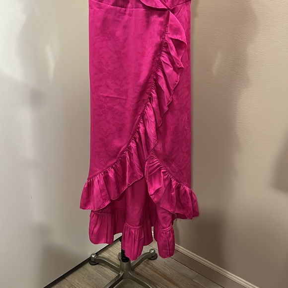 TOPSHOP Fuchsia Wrap Dress Layered with Ruffles size 0 - Picture 8 of 13